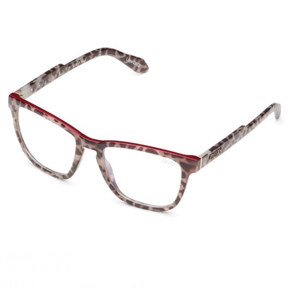 QUAY Hardwire Bluelight Glasses Milky Tortoise Red Frame Bluelight Blocking Lens - Picture 3 of 6